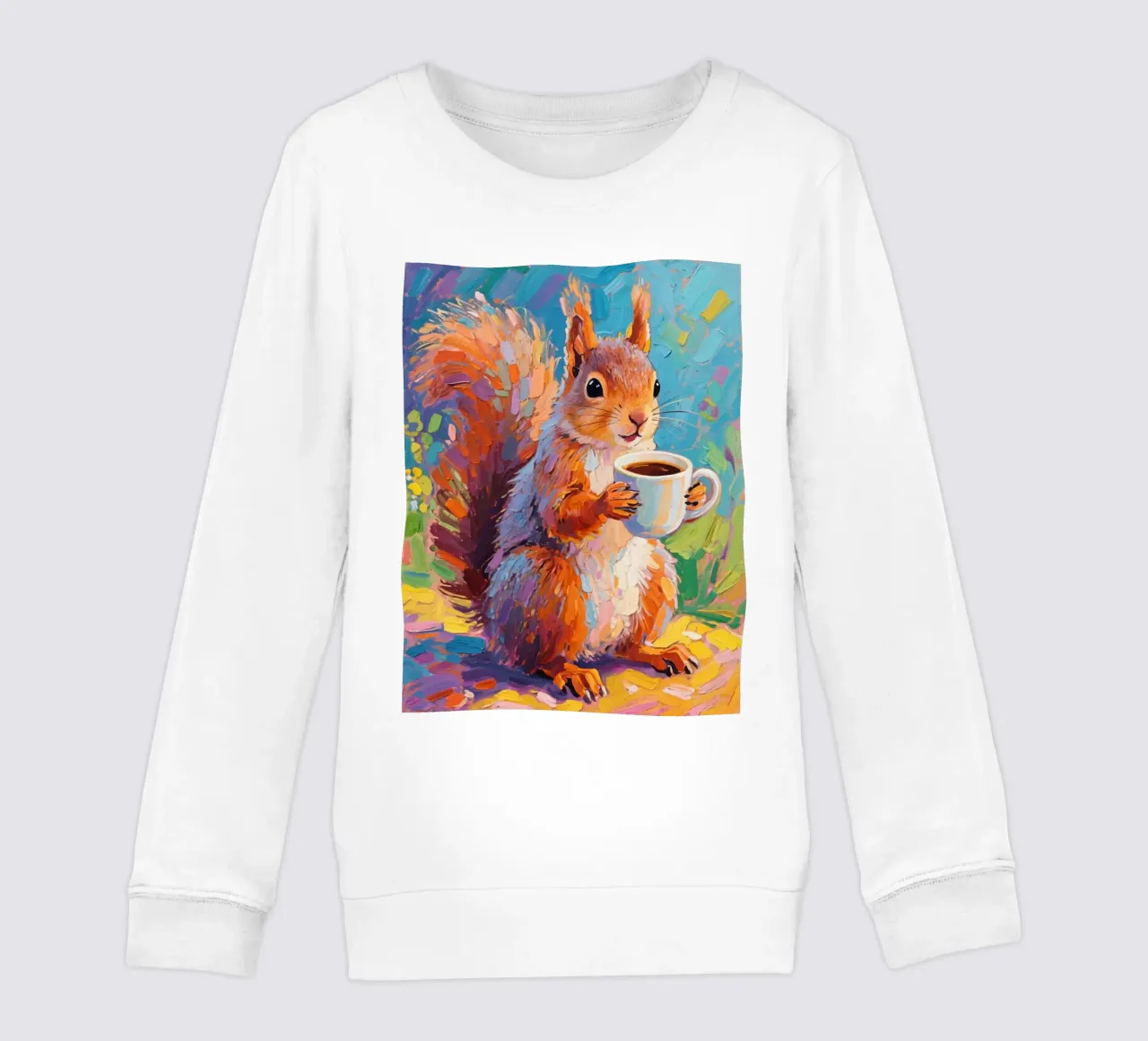 Scoiattolo con in mano una tazza di caffè felpa bambino da Slash Shop