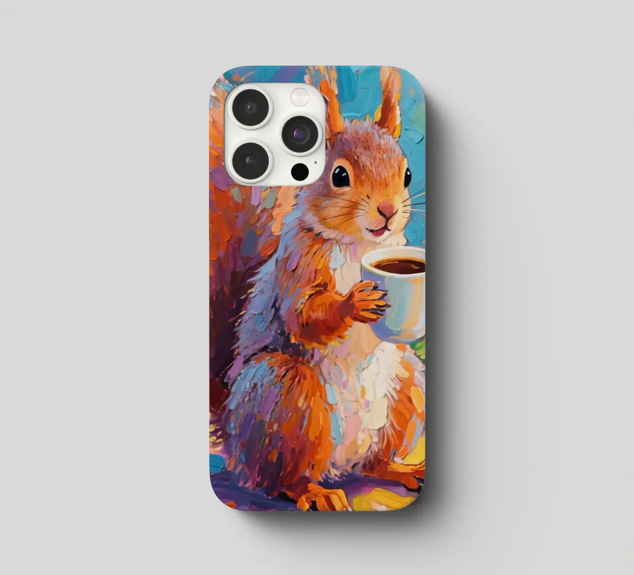 Scoiattolo con in mano una tazza di caffè cover iphone da Slash Shop