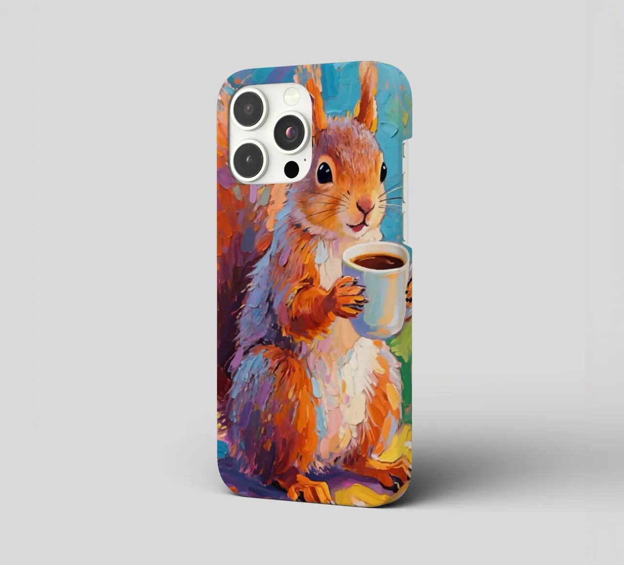 Scoiattolo con in mano una tazza di caffè cover iphone da Slash Shop