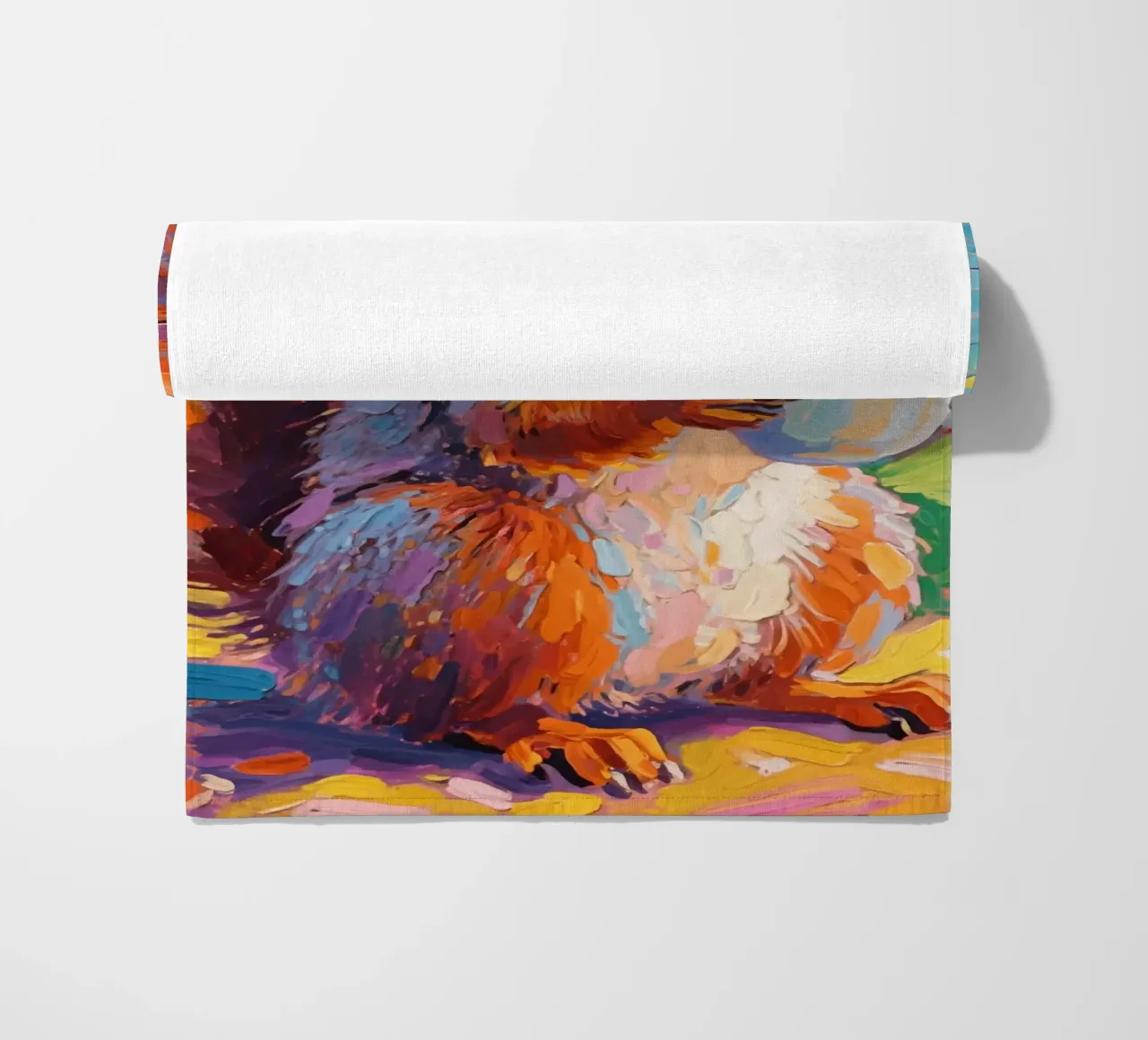 Scoiattolo con in mano una tazza di caffè telo mare da Slash Shop