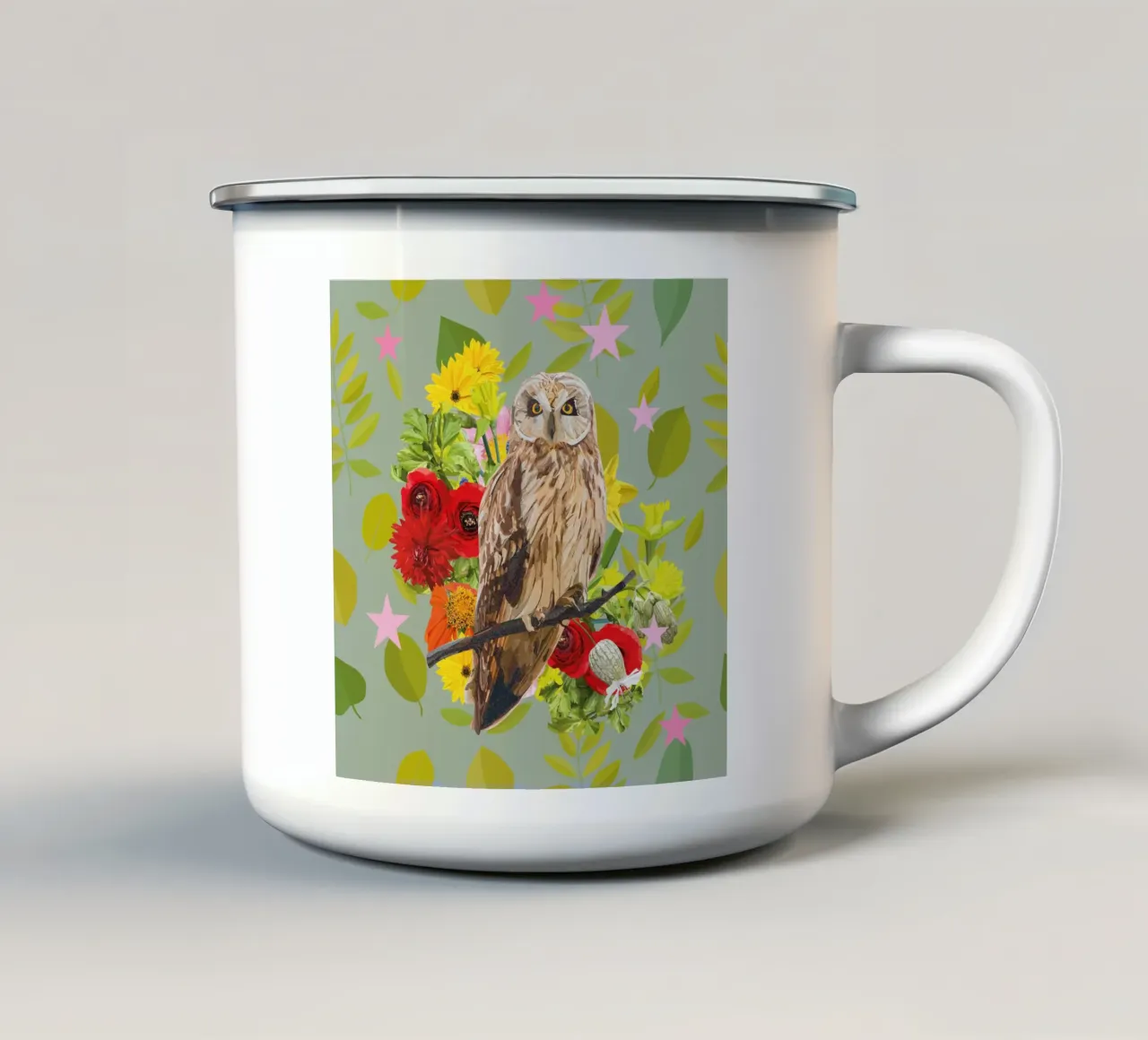 Foglie&Gufo tazza in smalto da lauragriesch_art