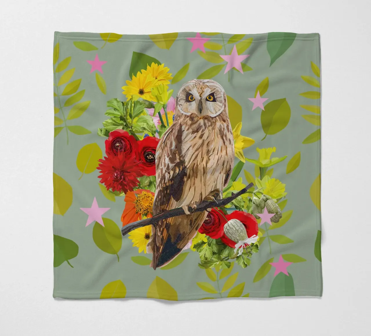 Foglie&Gufo coperta in pile da lauragriesch_art