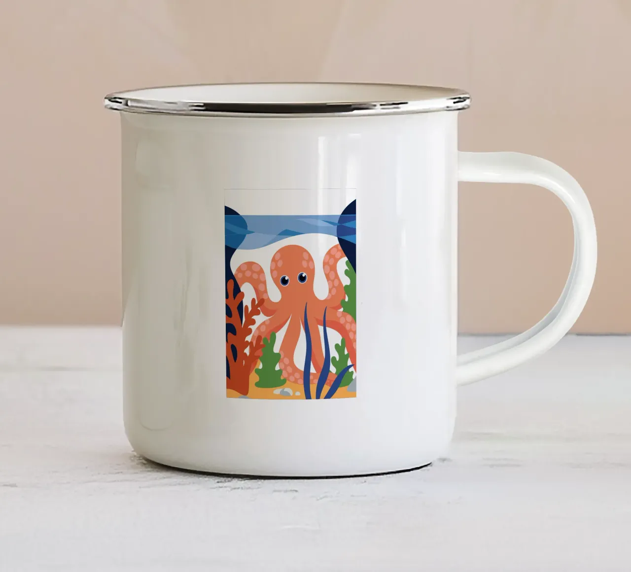 Polpo allegro nell'oceano tazza in smalto da PROTECT ANIMALS