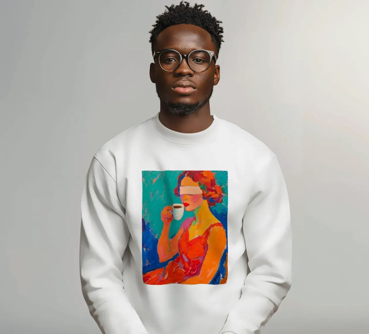 Donna che beve con occhi ciechi felpa da Slash Shop