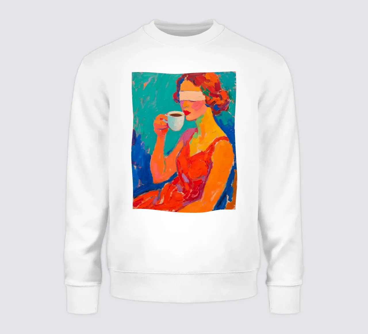 Donna che beve con occhi ciechi felpa da Slash Shop