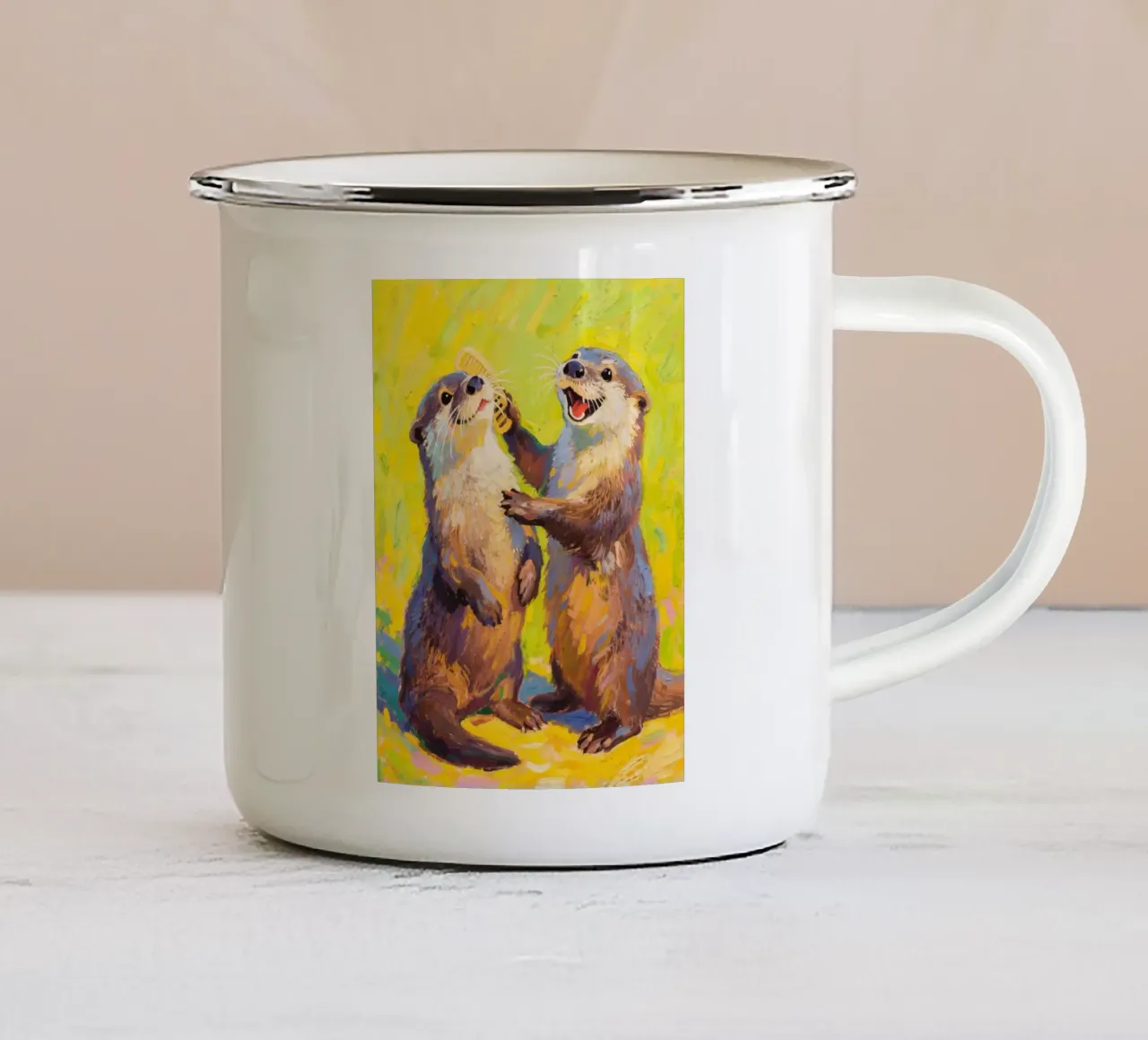 Un'altra lontra sta pettinando il suo amico tazza in smalto da Slash Shop