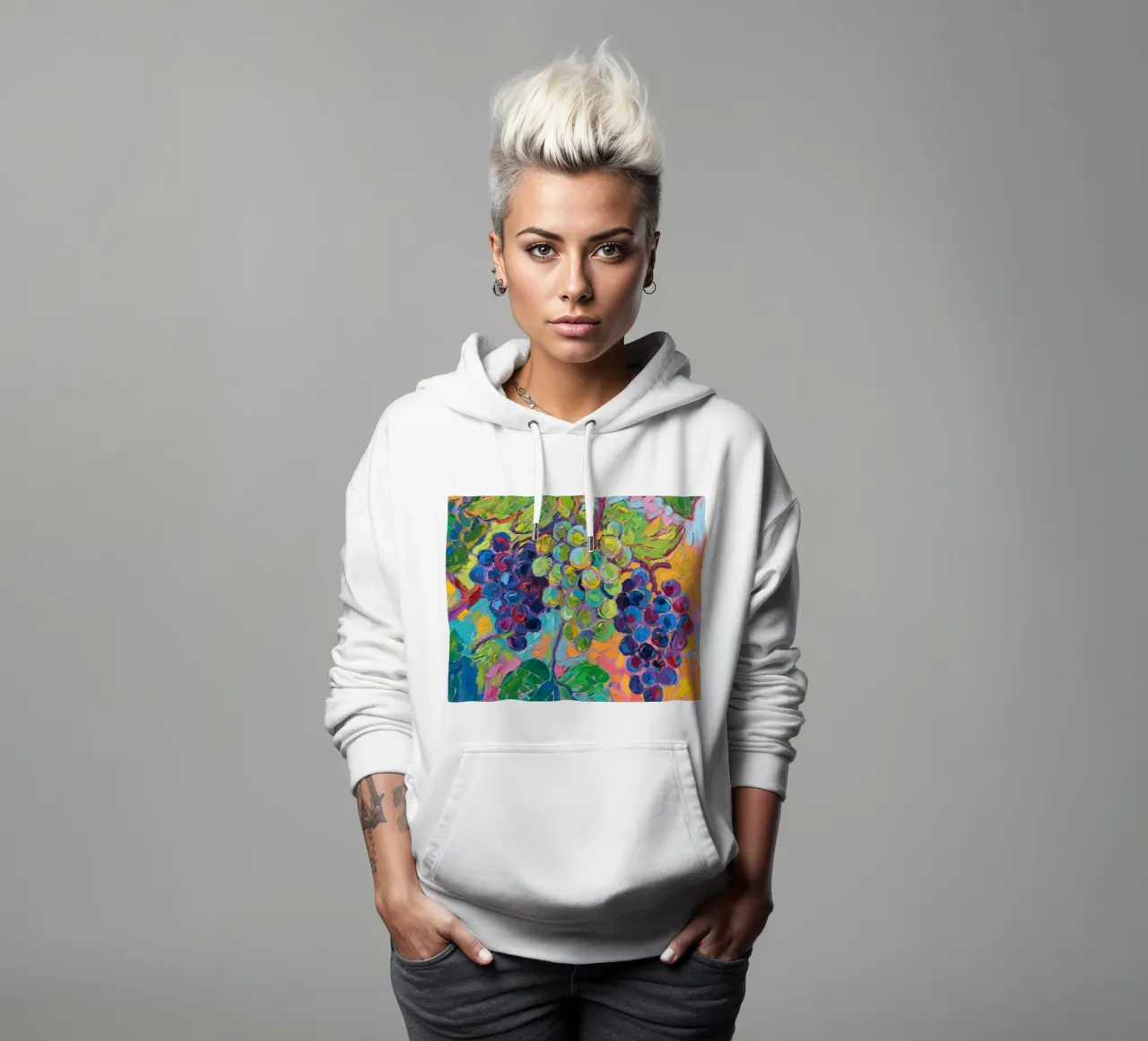 Uva e foglie verdi felpa con cappuccio da Slash Shop