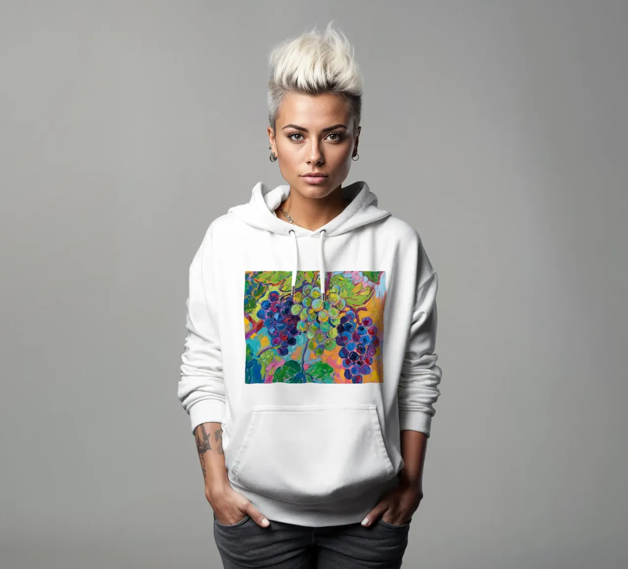 Uva e foglie verdi felpa con cappuccio da Slash Shop