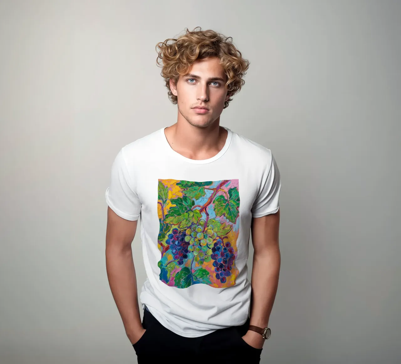 Uva e foglie verdi t-shirt da Slash Shop