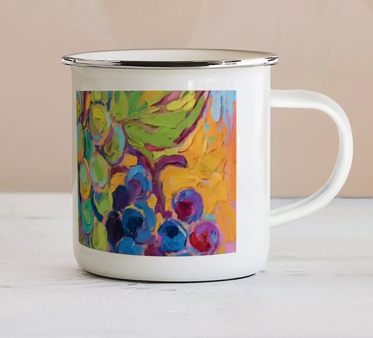 Uva e foglie verdi tazza in smalto da Slash Shop