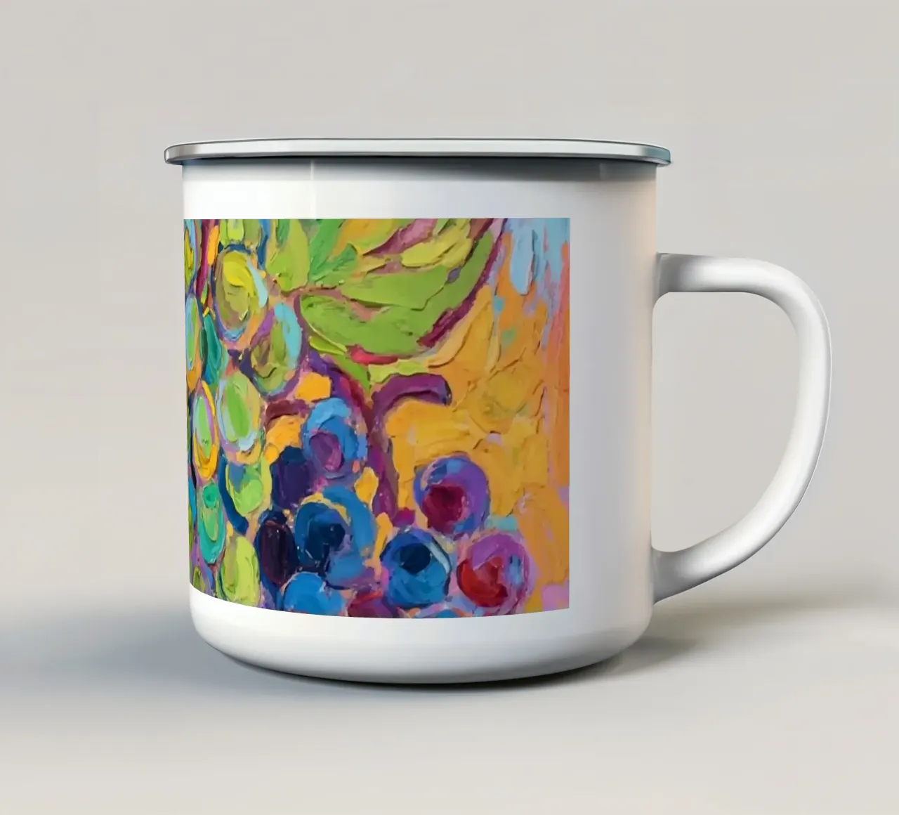 Uva e foglie verdi tazza in smalto da Slash Shop