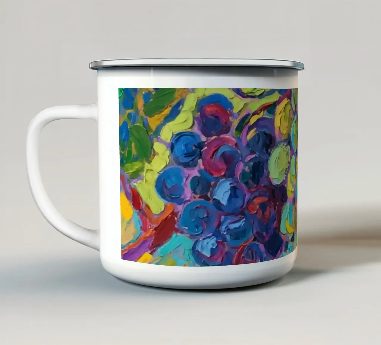 Uva e foglie verdi tazza in smalto da Slash Shop