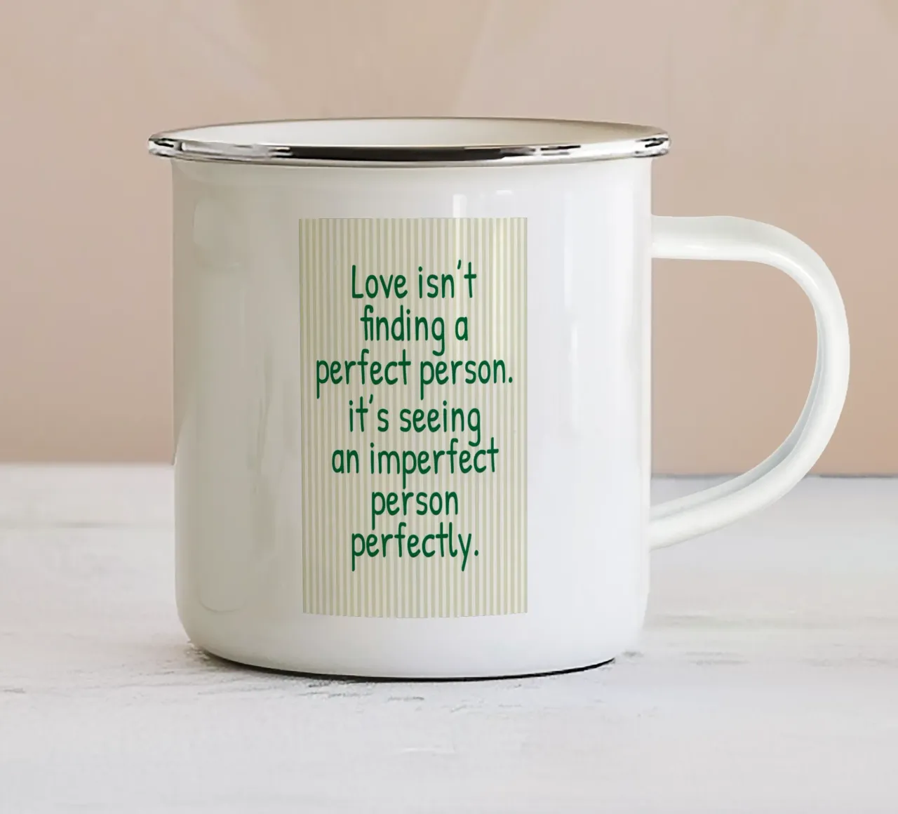 l'amore non è trovare una persona perfetta tazza in smalto da toegoe