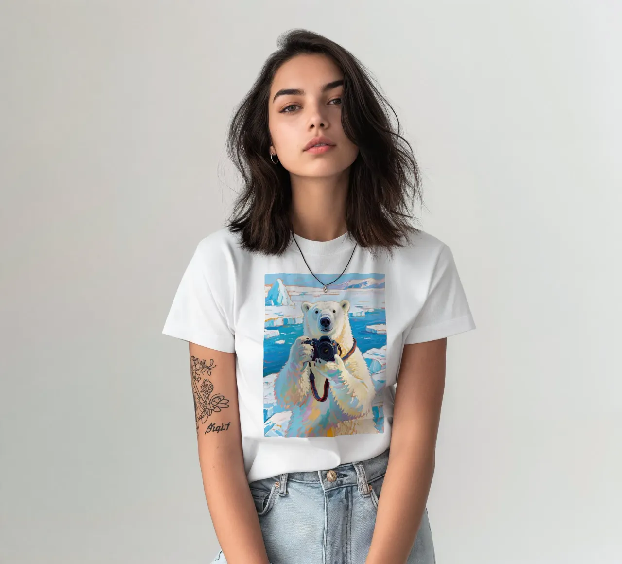 Polar Bear Holding Camera t-shirt by Slash Shop