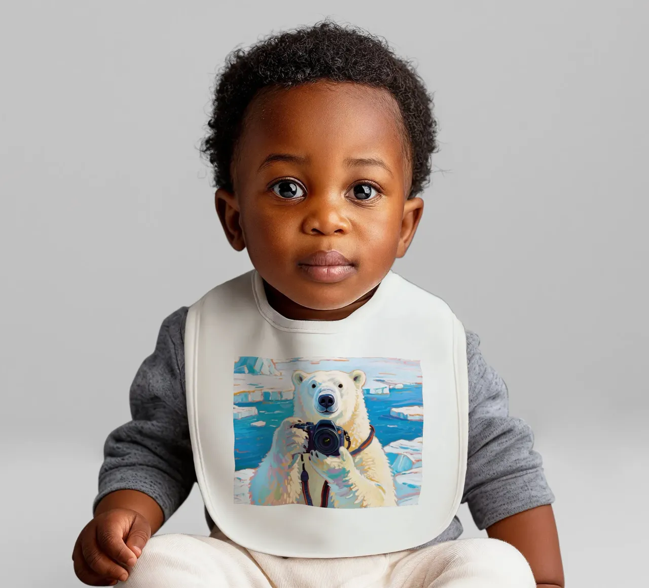 Orso polare con telecamera in mano bavaglino da Slash Shop