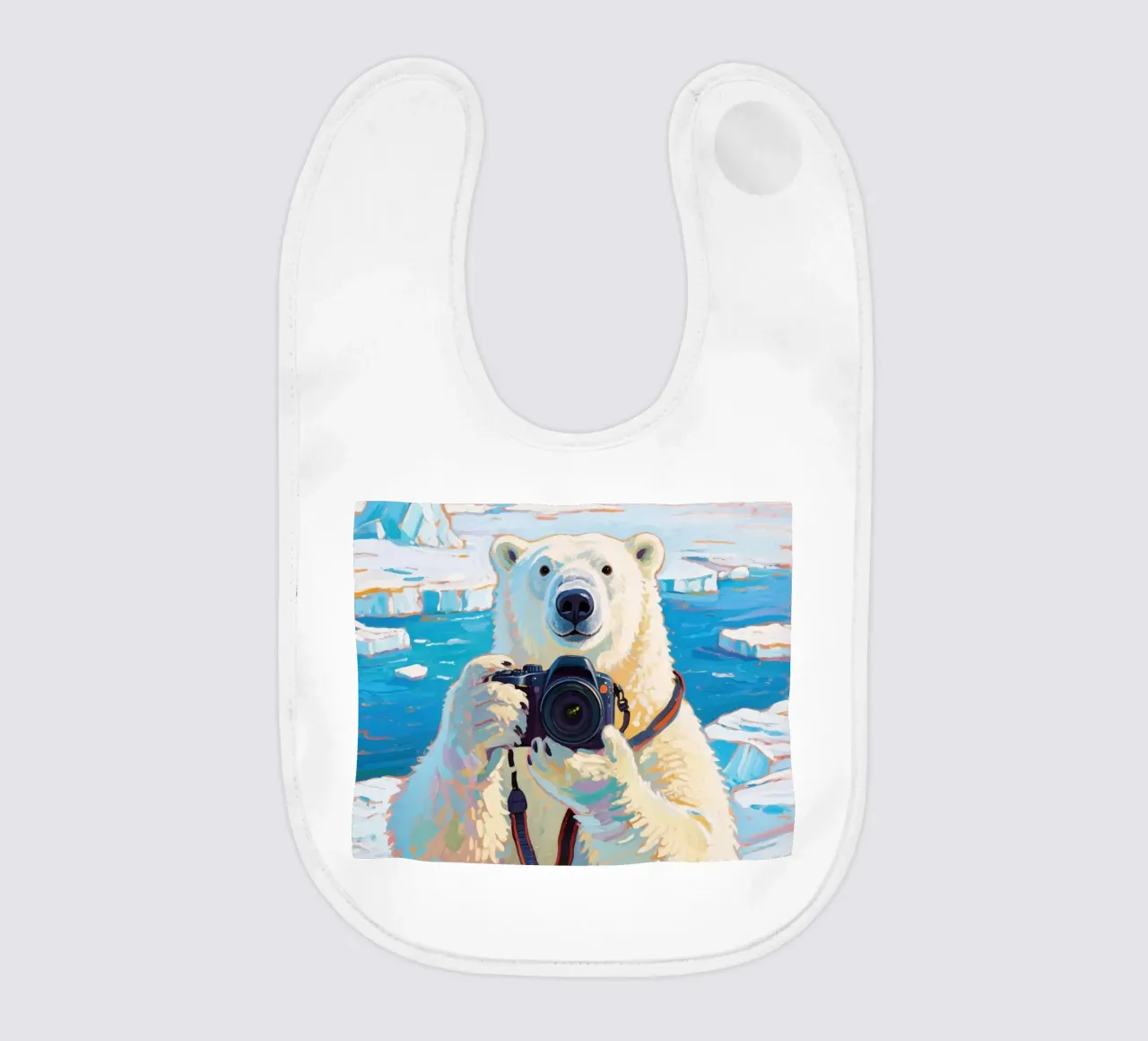 Orso polare con telecamera in mano bavaglino da Slash Shop