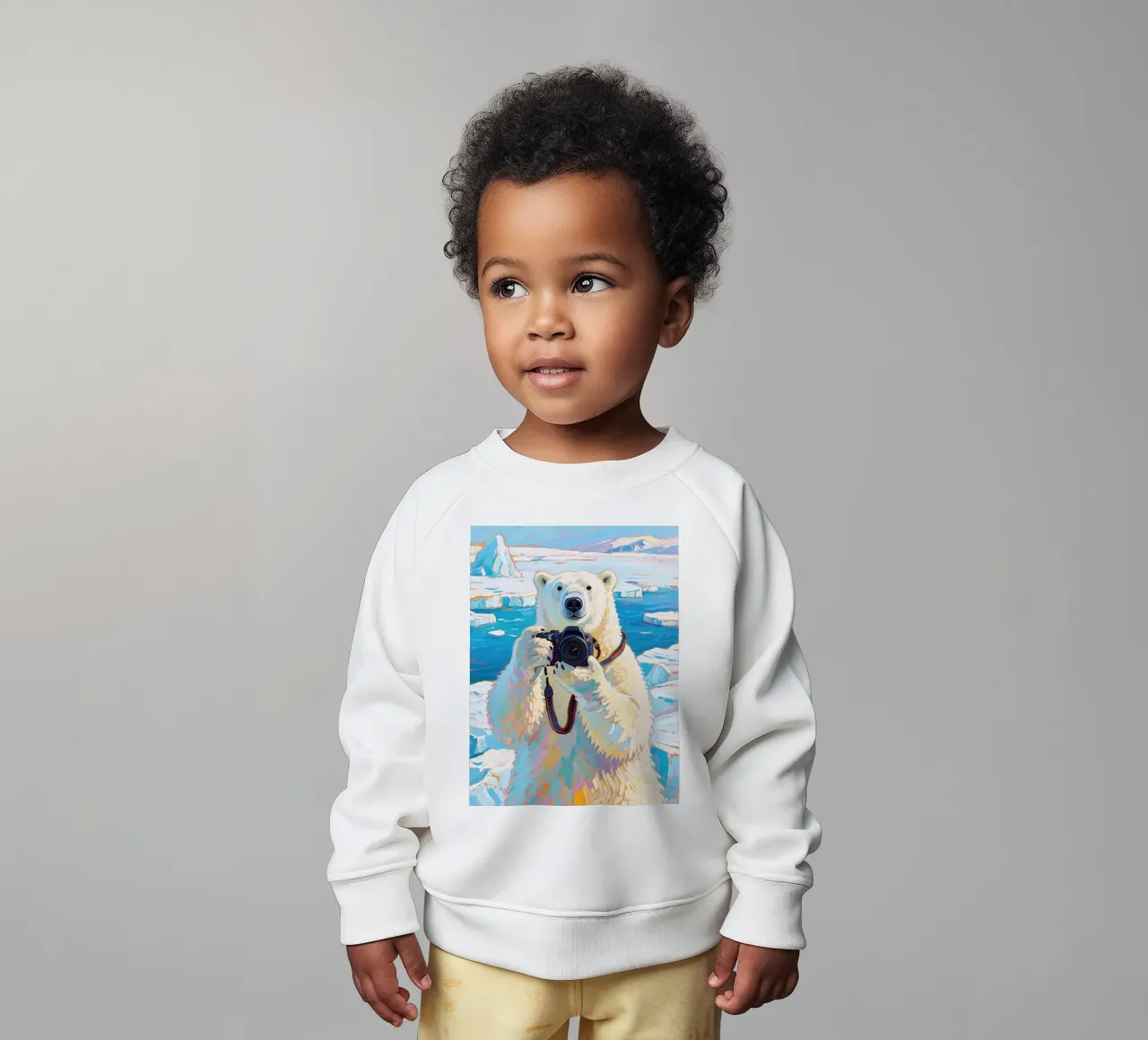 Orso polare con telecamera in mano felpa neonato da Slash Shop