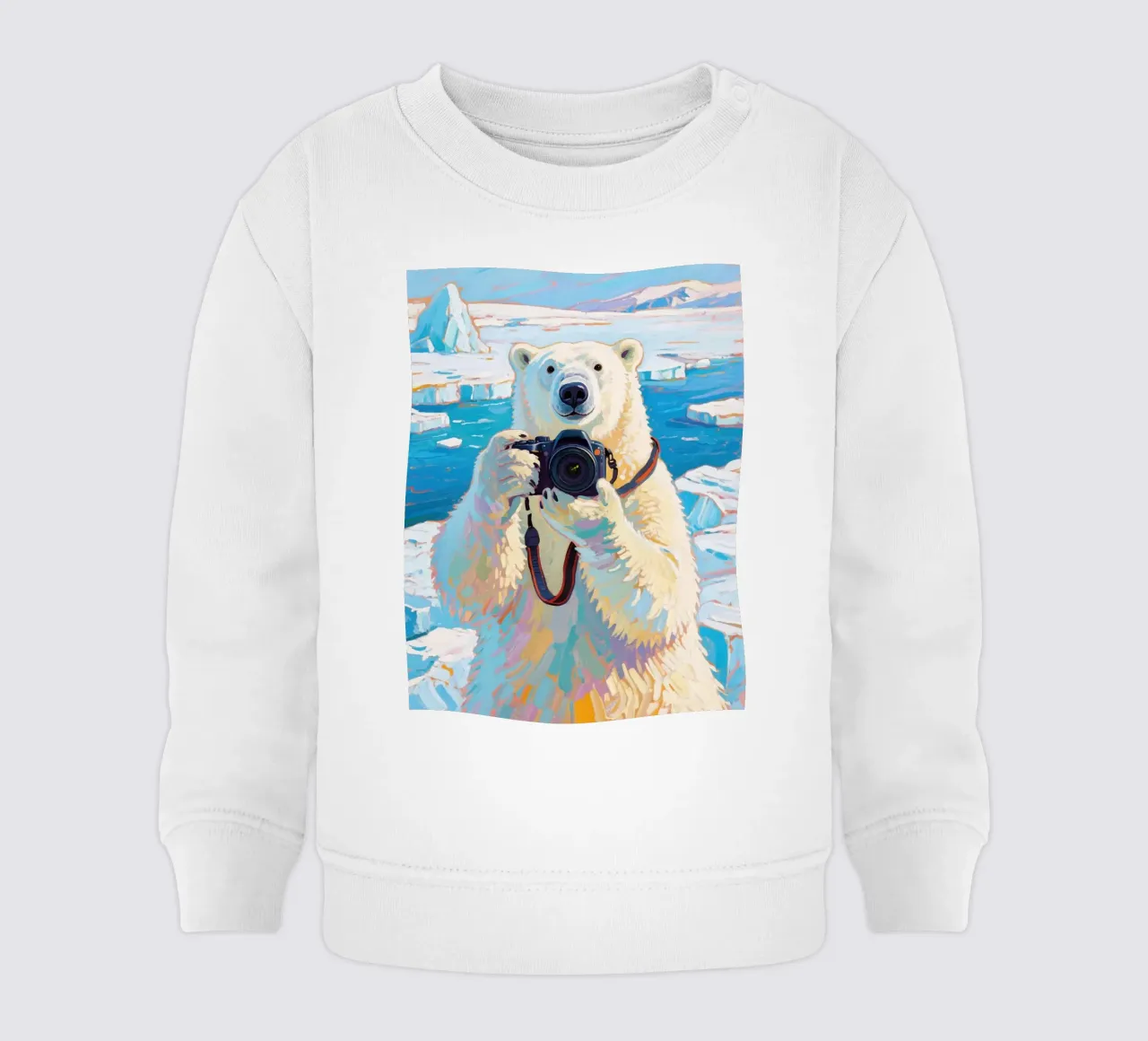 Orso polare con telecamera in mano felpa neonato da Slash Shop
