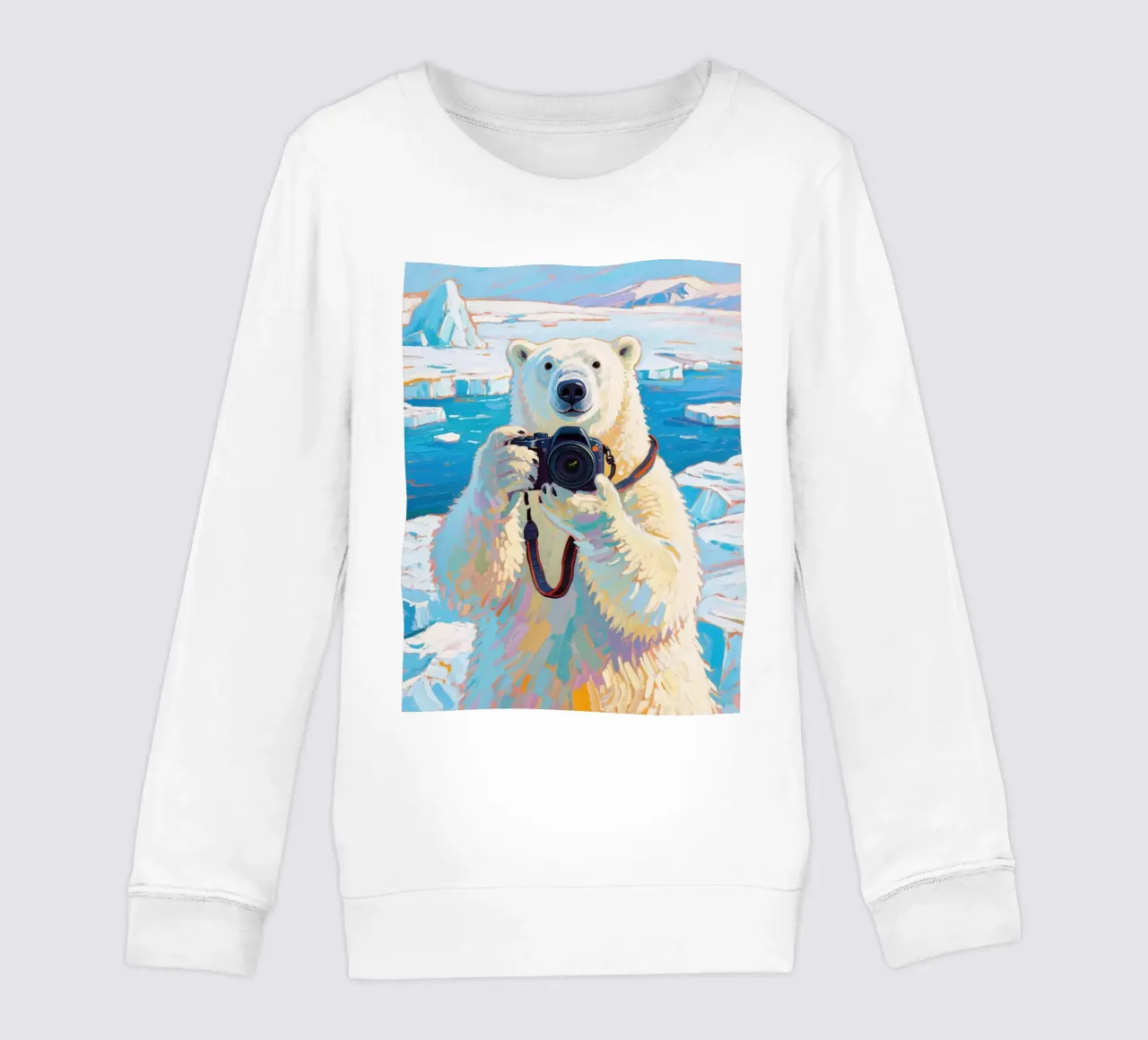 Orso polare con telecamera in mano felpa bambino da Slash Shop