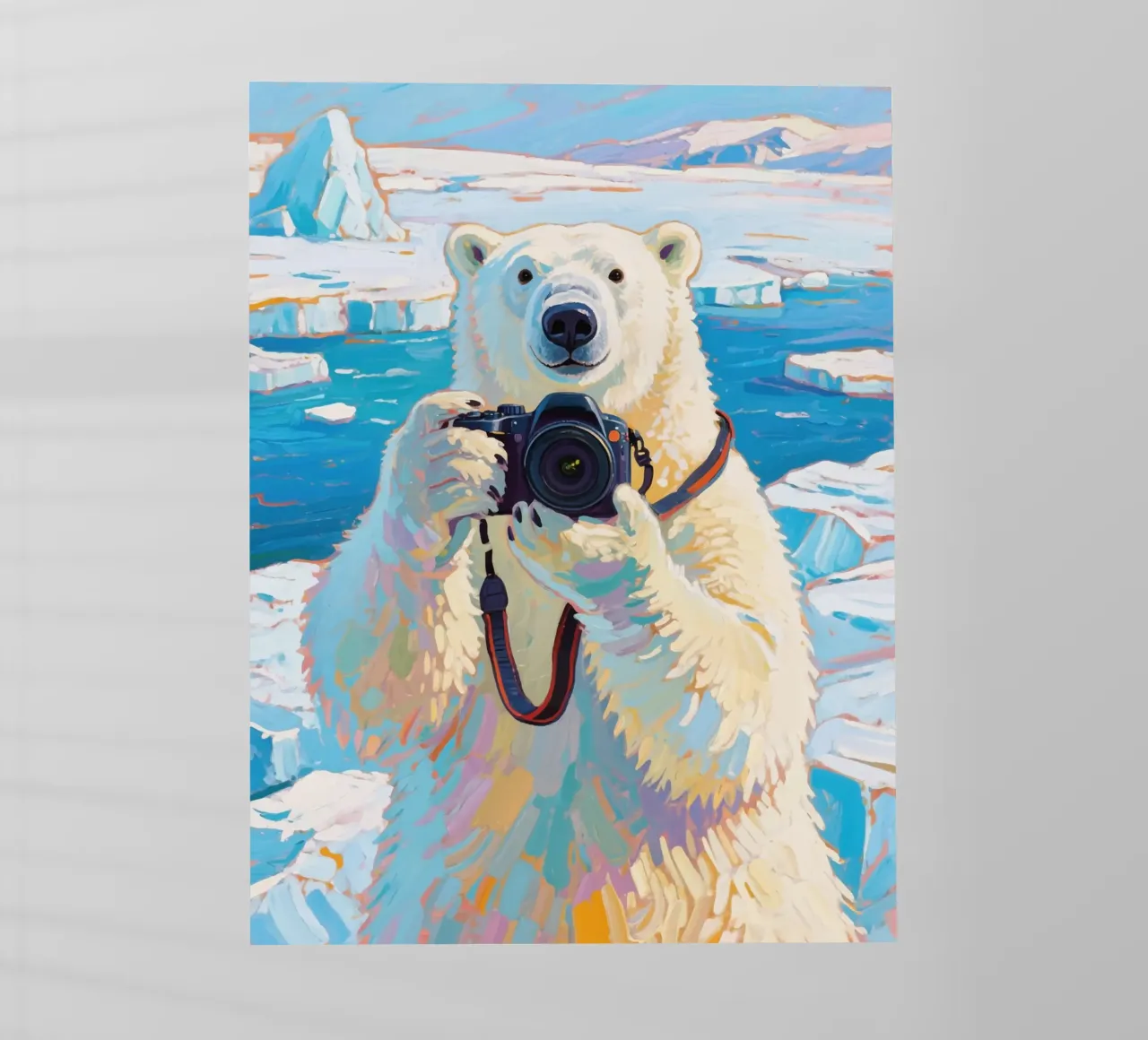 Orso polare con telecamera in mano pellicola backlit da Slash Shop