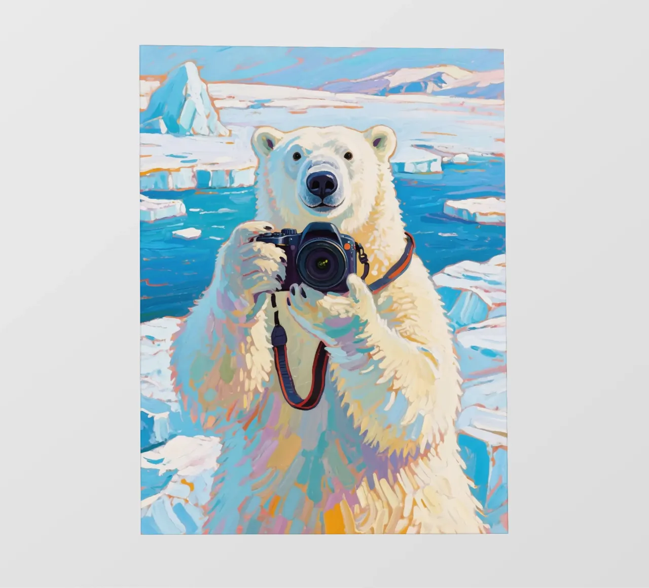 Orso polare con telecamera in mano pellicola backlit da Slash Shop