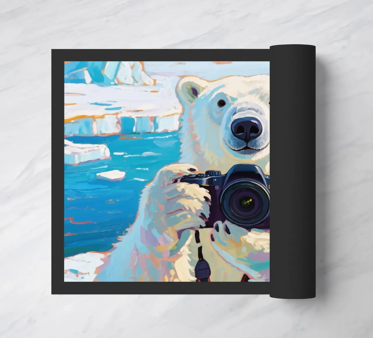 Orso polare con telecamera in mano zerbino da Slash Shop