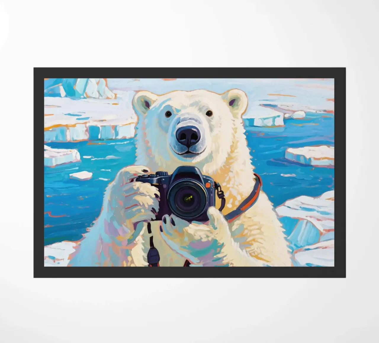 Orso polare con telecamera in mano zerbino da Slash Shop