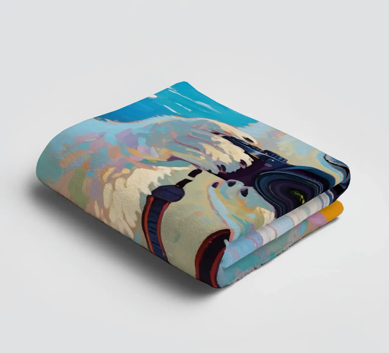 Orso polare con telecamera in mano asciugamano da bagno da Slash Shop