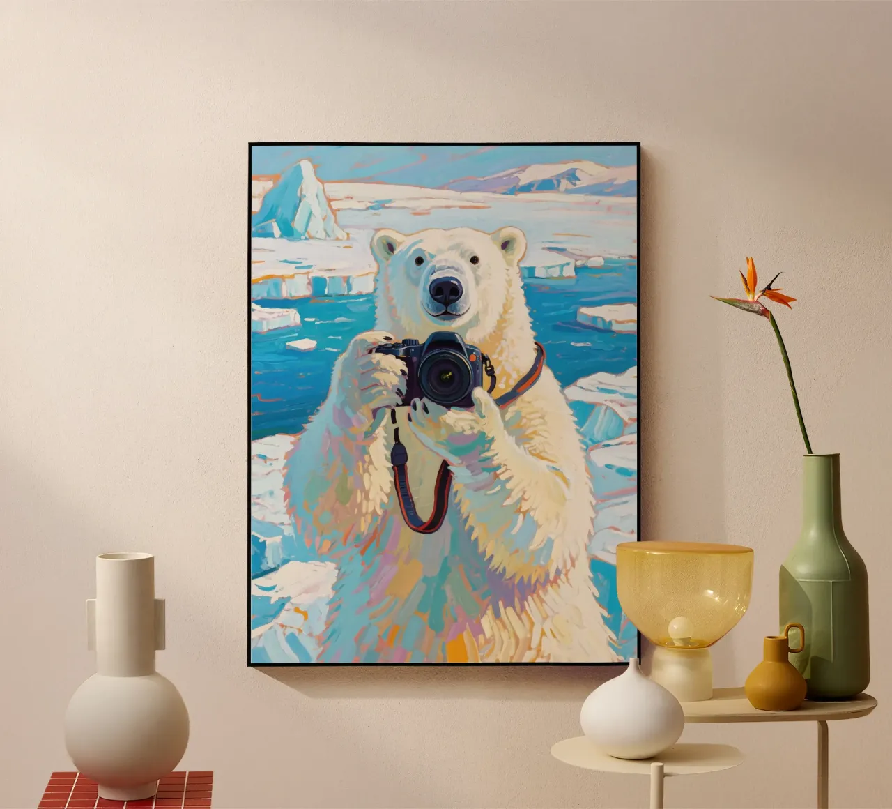 Orso polare con telecamera in mano plexiglass da Slash Shop
