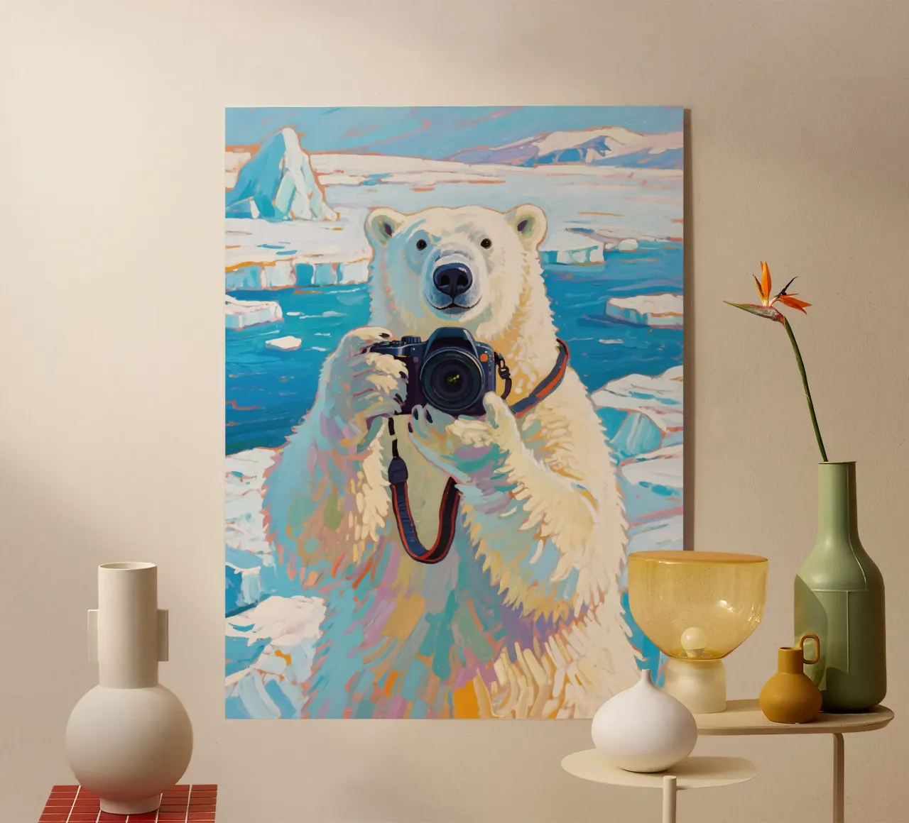 Orso polare con telecamera in mano plexiglass da Slash Shop