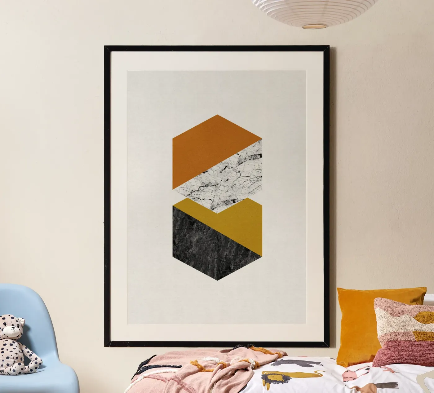 Geometric Hexagons poster by Orara Studio