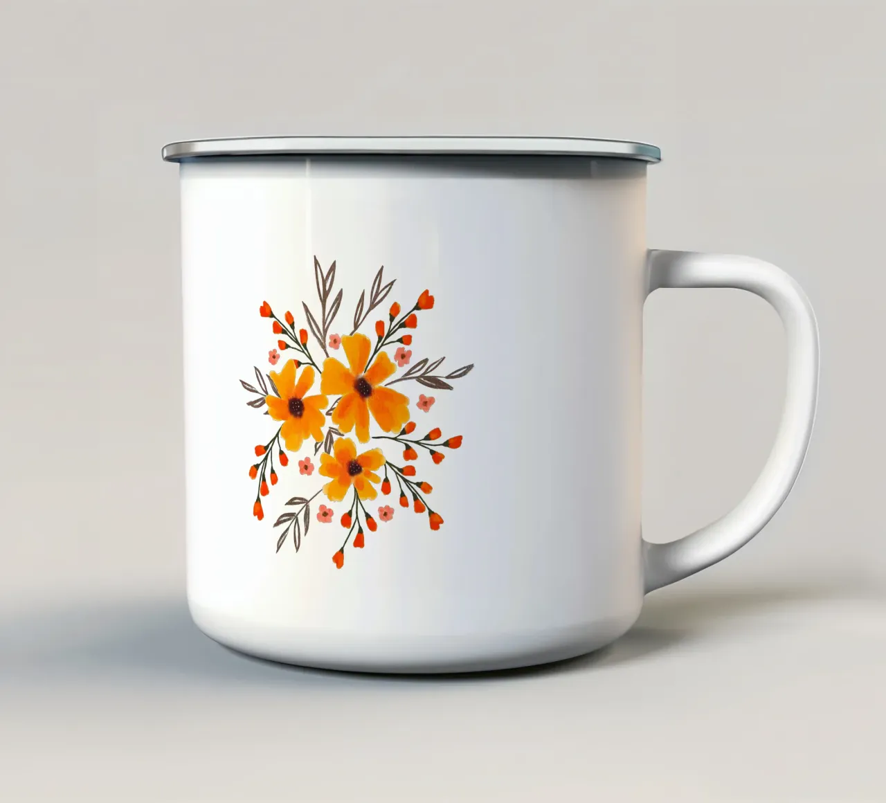 Fiori acquerellati nei colori autunnali tazza in smalto da Petra Lang - Floral Art