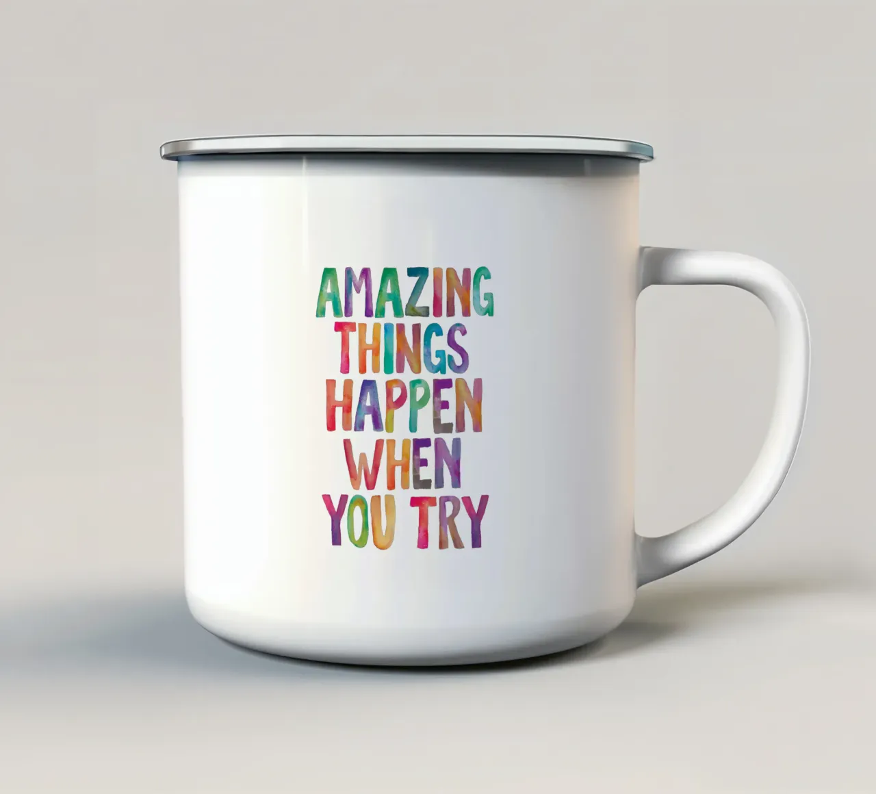 Succedono cose incredibili quando si prova il design tipografico tazza in smalto da THE MOTIVATED TYPE