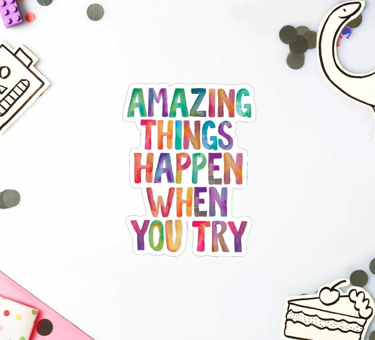 Amazing Things Happen When You Try Typography Design sticker by THE MOTIVATED TYPE