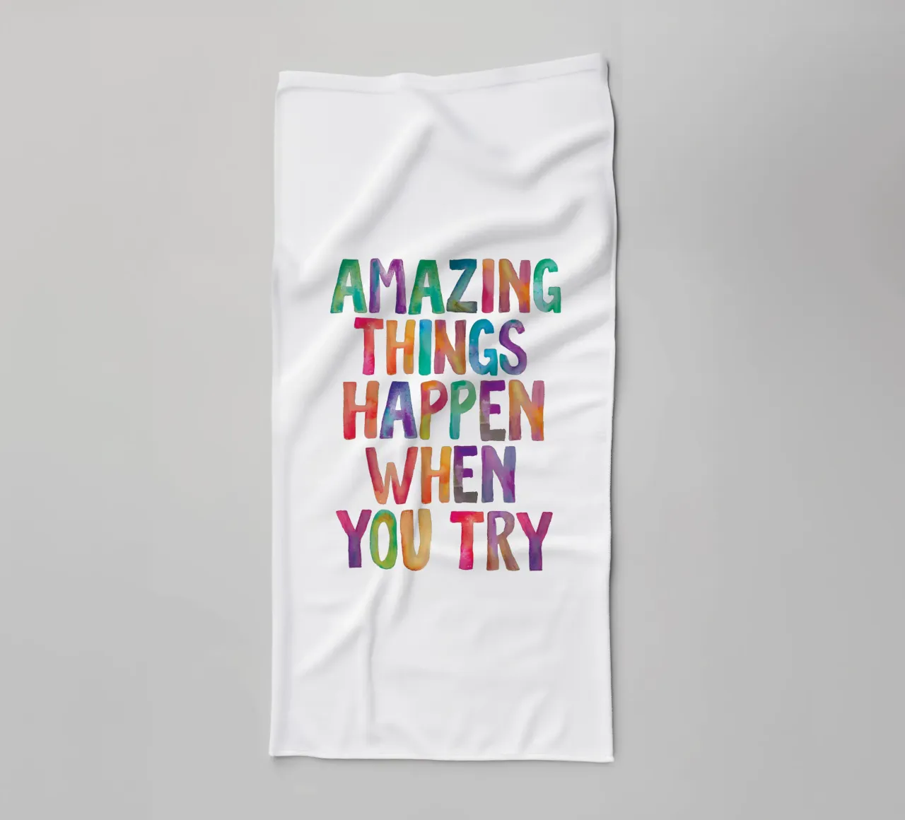 Amazing Things Happen When You Try Typography Design towel by THE MOTIVATED TYPE