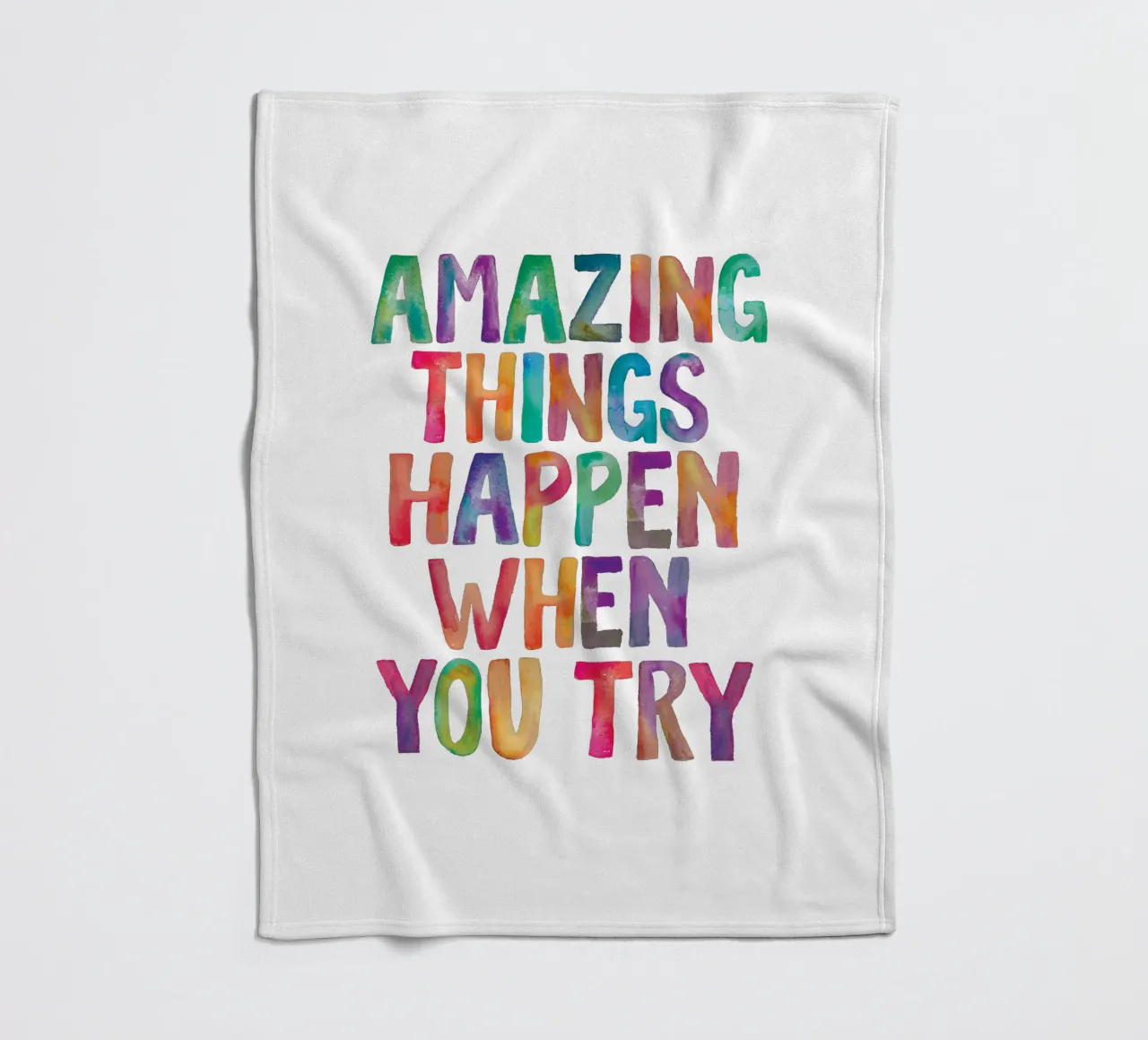 Amazing Things Happen When You Try Typography Design fleece blanket by THE MOTIVATED TYPE