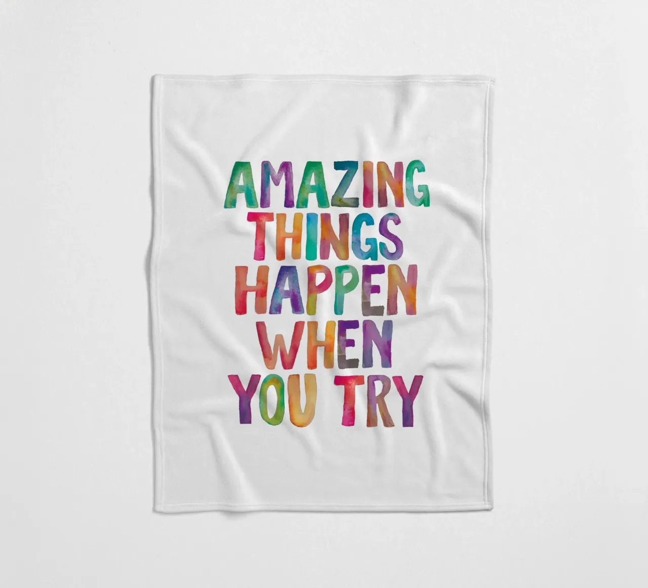 Amazing Things Happen When You Try Typography Design fleece blanket by THE MOTIVATED TYPE