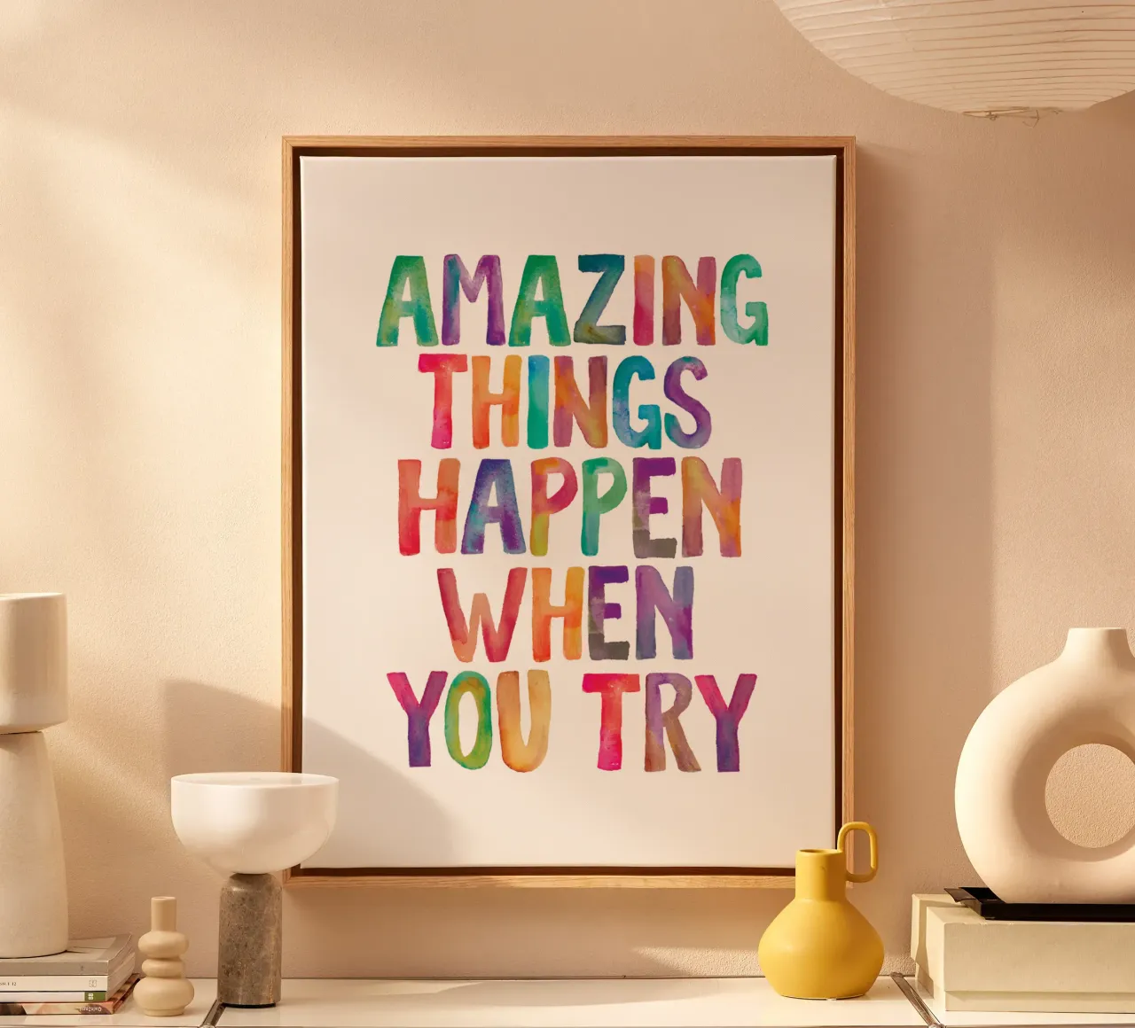 Amazing Things Happen When You Try Typography Design canvas by THE MOTIVATED TYPE