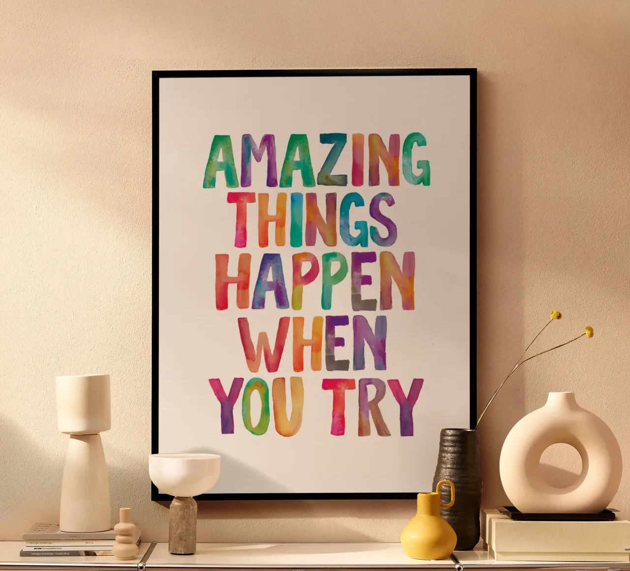 Amazing Things Happen When You Try Typography Design hahnemühle by THE MOTIVATED TYPE