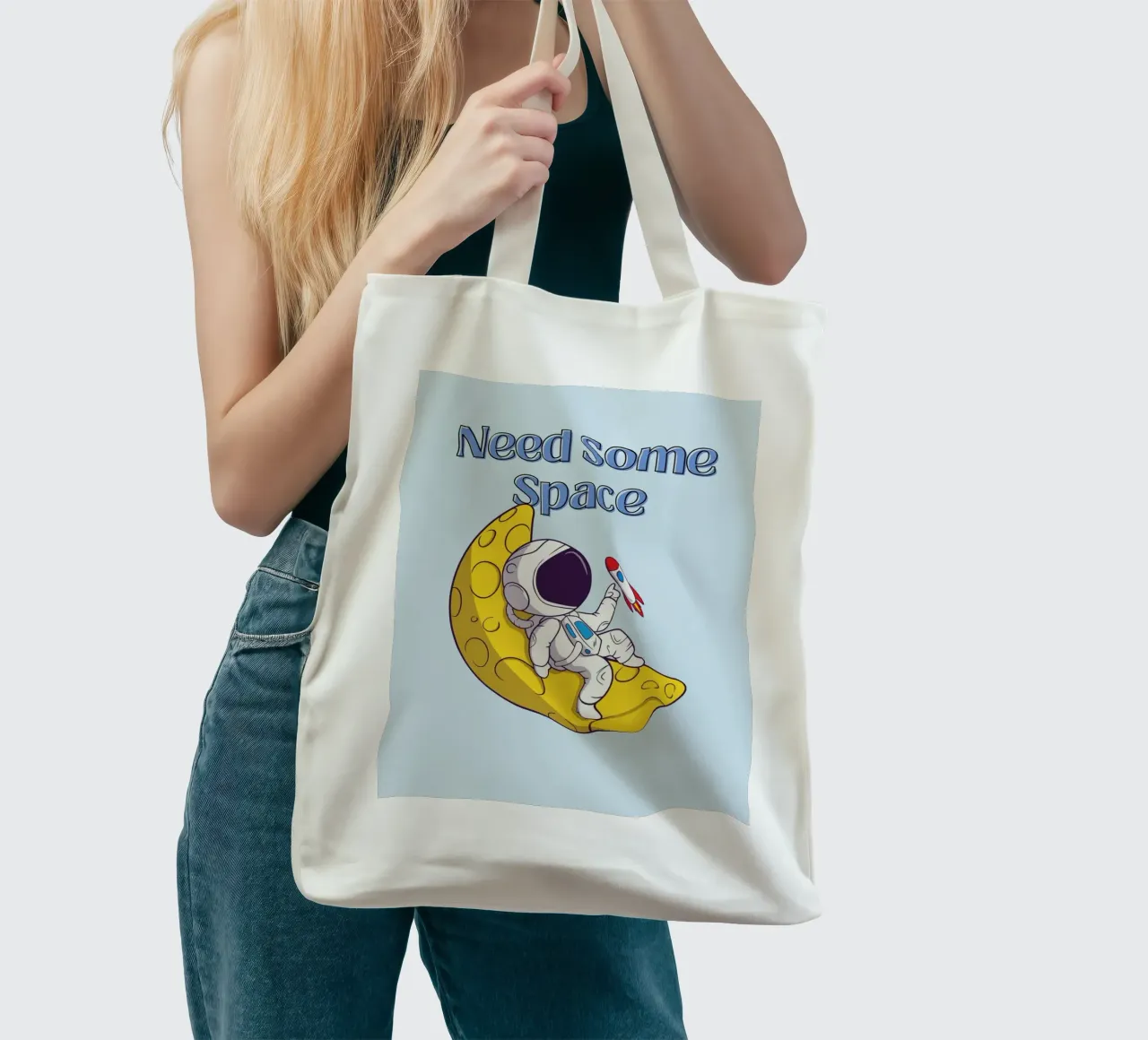 Need Some Space - Cartone animato di un astronauta borsa in juta da Cozy Vibes