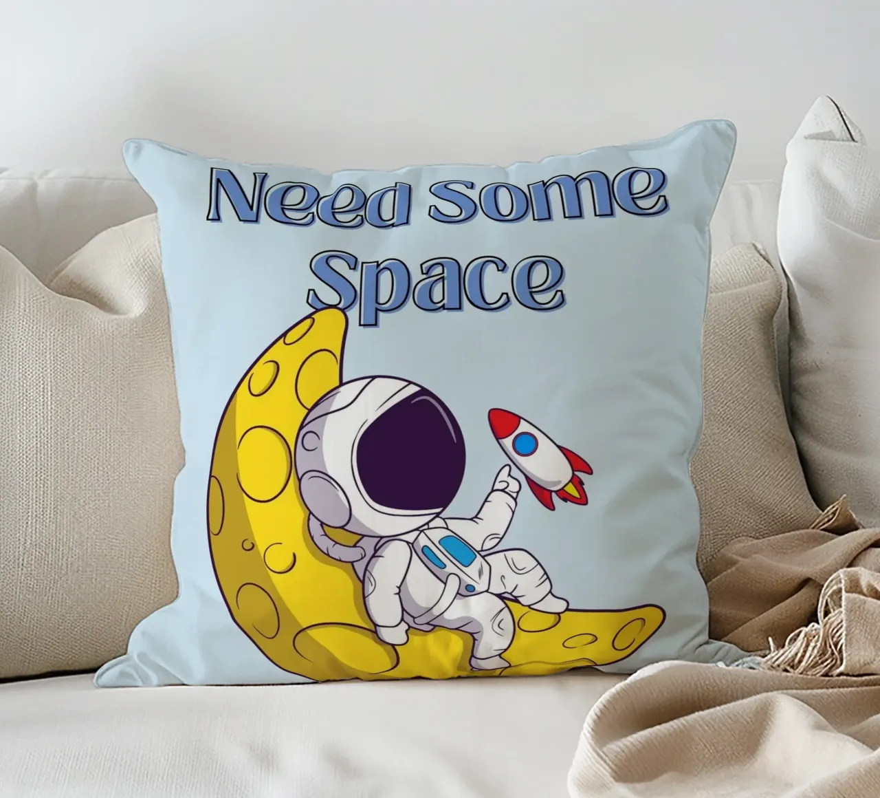 Ruimte nodig - Astronaut Cartoon Art kussen van Cozy Vibes