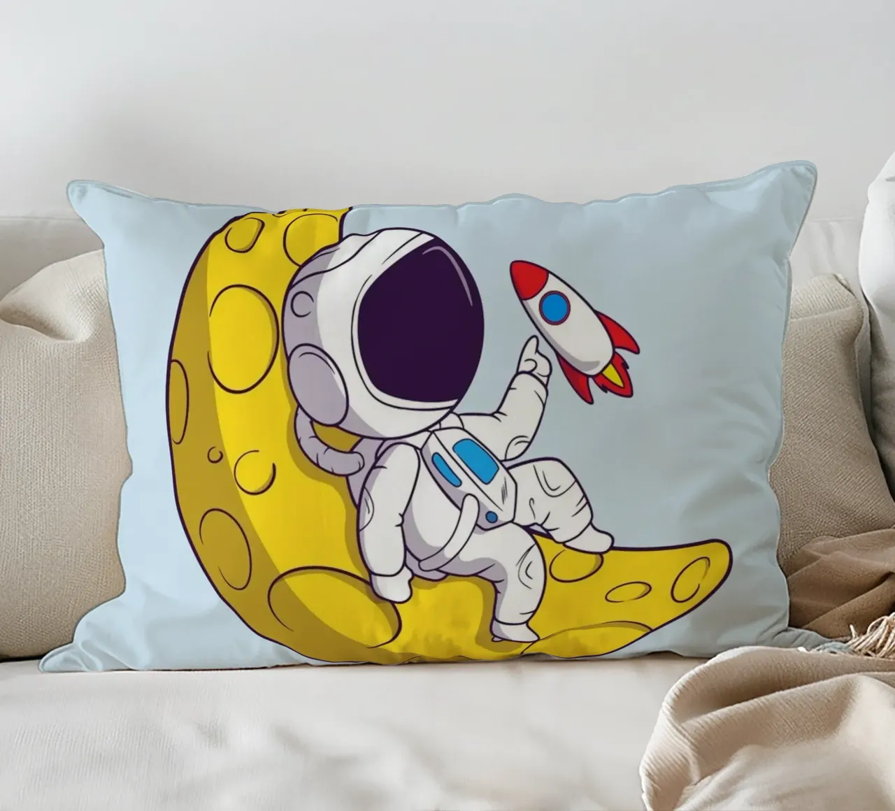 Need Some Space - Cartone animato di un astronauta cuscino da Cozy Vibes