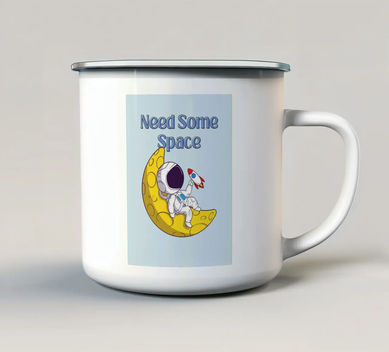Need Some Space - Cartone animato di un astronauta tazza in smalto da Cozy Vibes