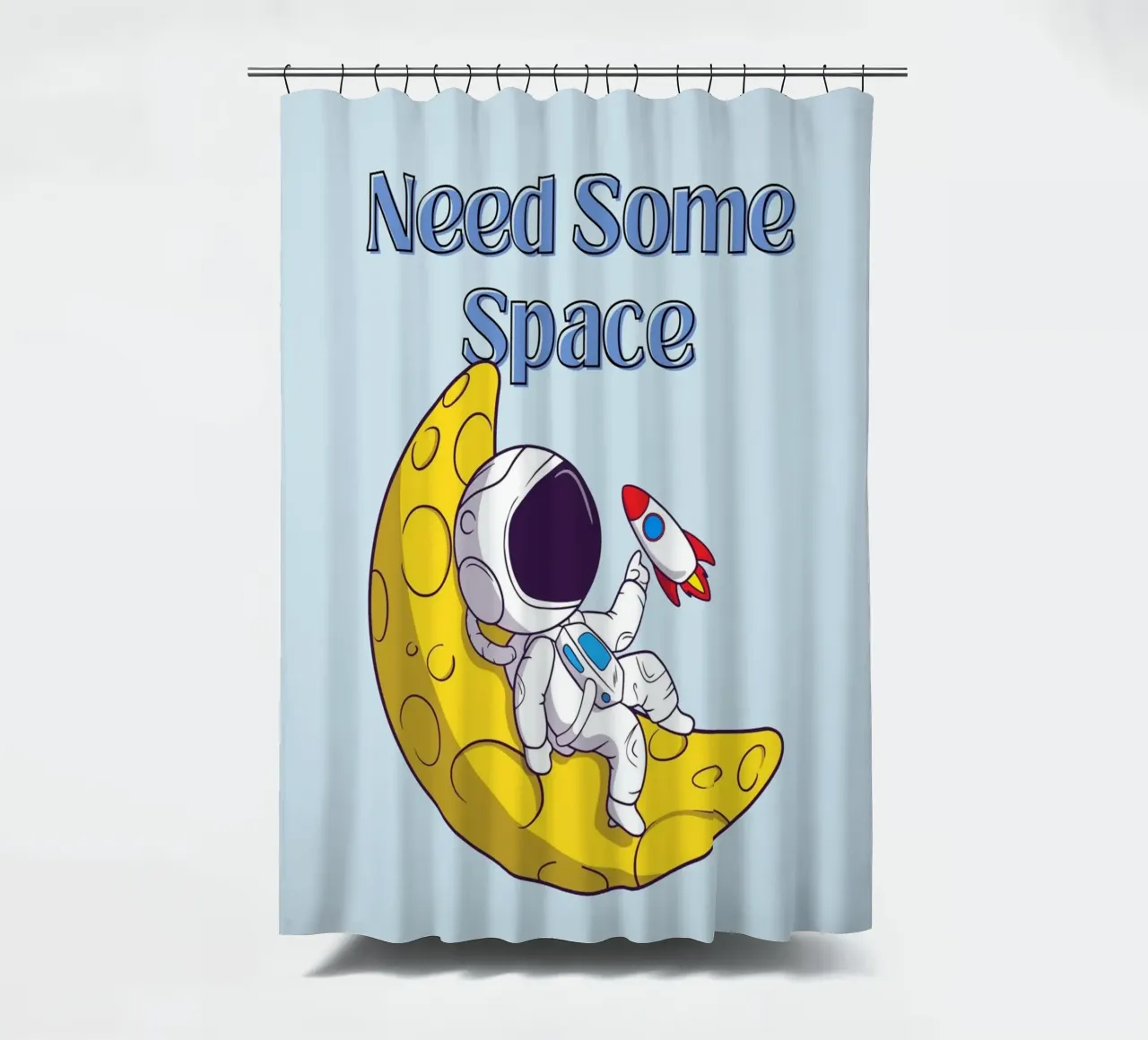 Need Some Space - Cartone animato di un astronauta tenda da doccia da Cozy Vibes