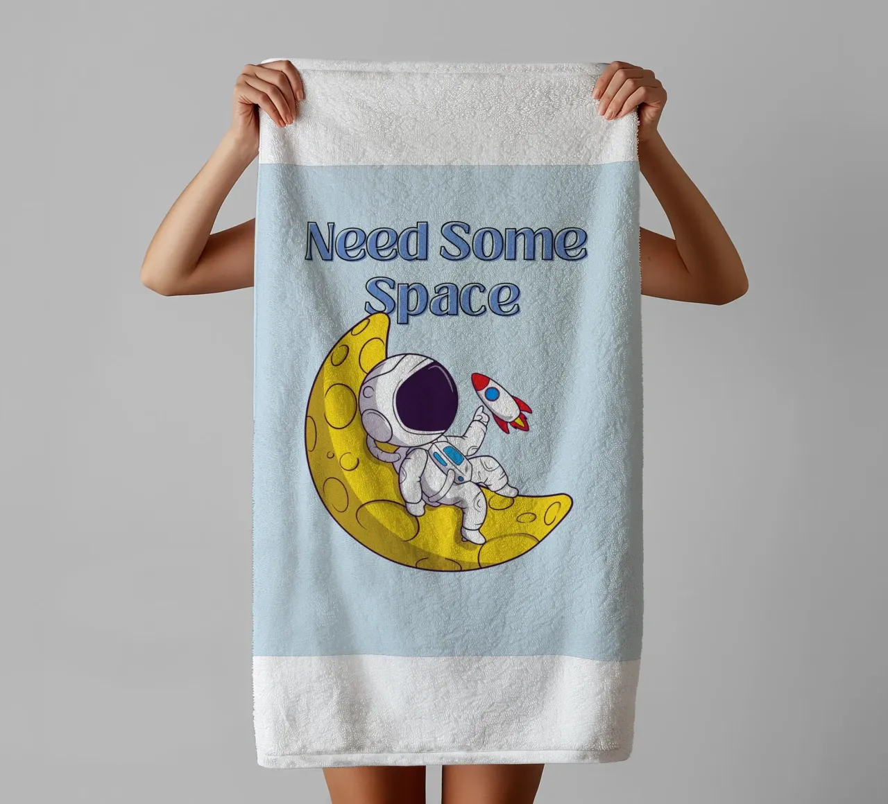 Need Some Space - Cartone animato di un astronauta asciugamano da bagno da Cozy Vibes