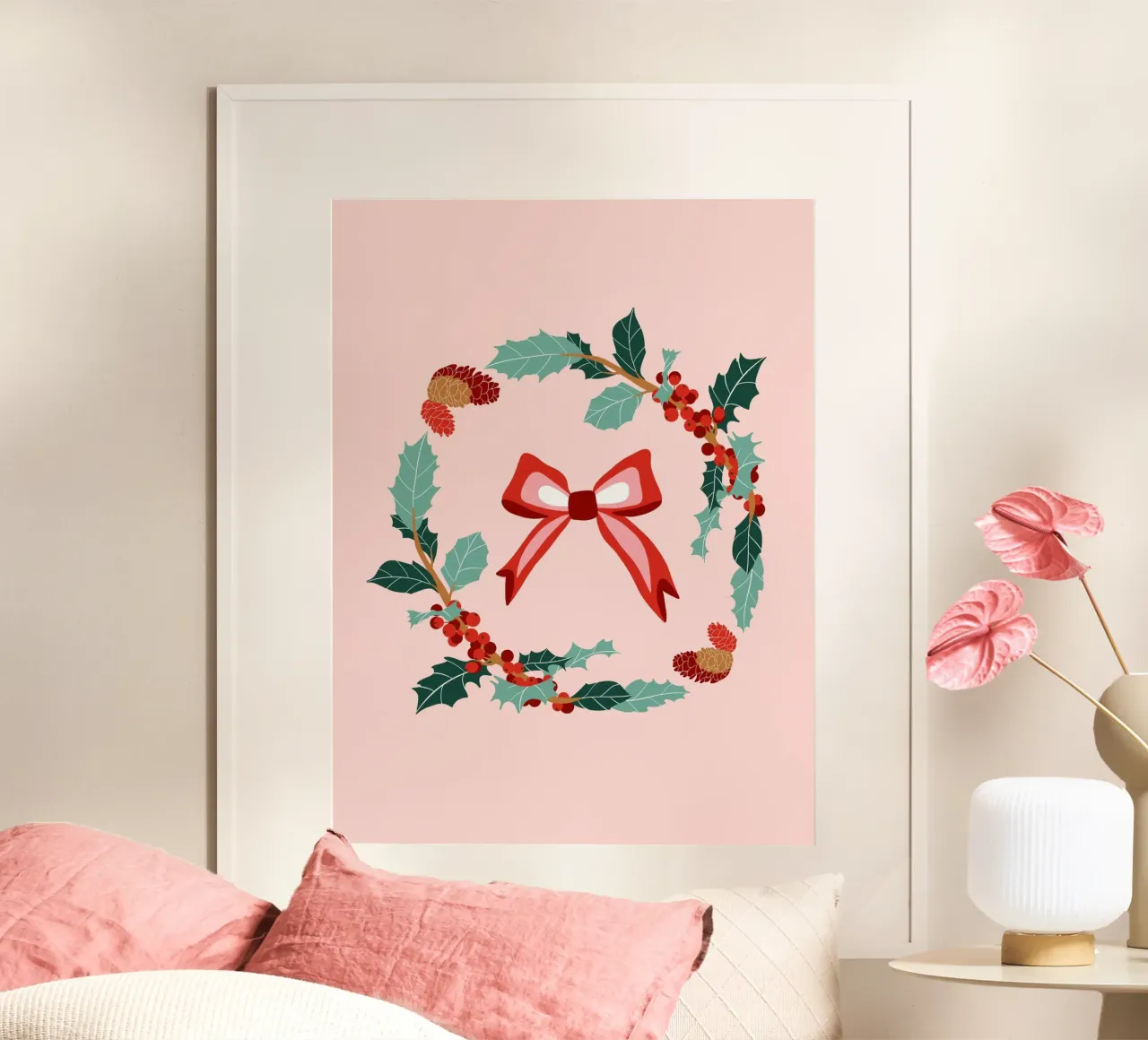 WINTERKRANS MET STRIK poster van Anastasia Mattern