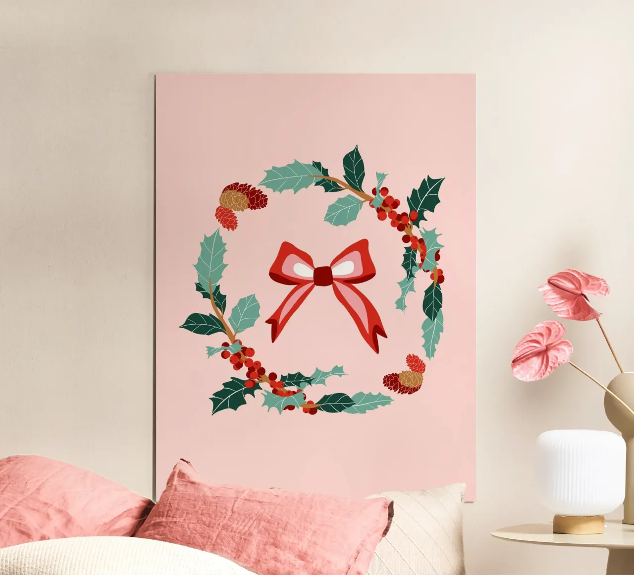 WINTERKRANS MET STRIK poster van Anastasia Mattern