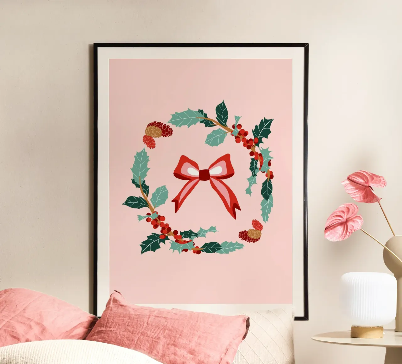 WINTERKRANS MET STRIK poster van Anastasia Mattern