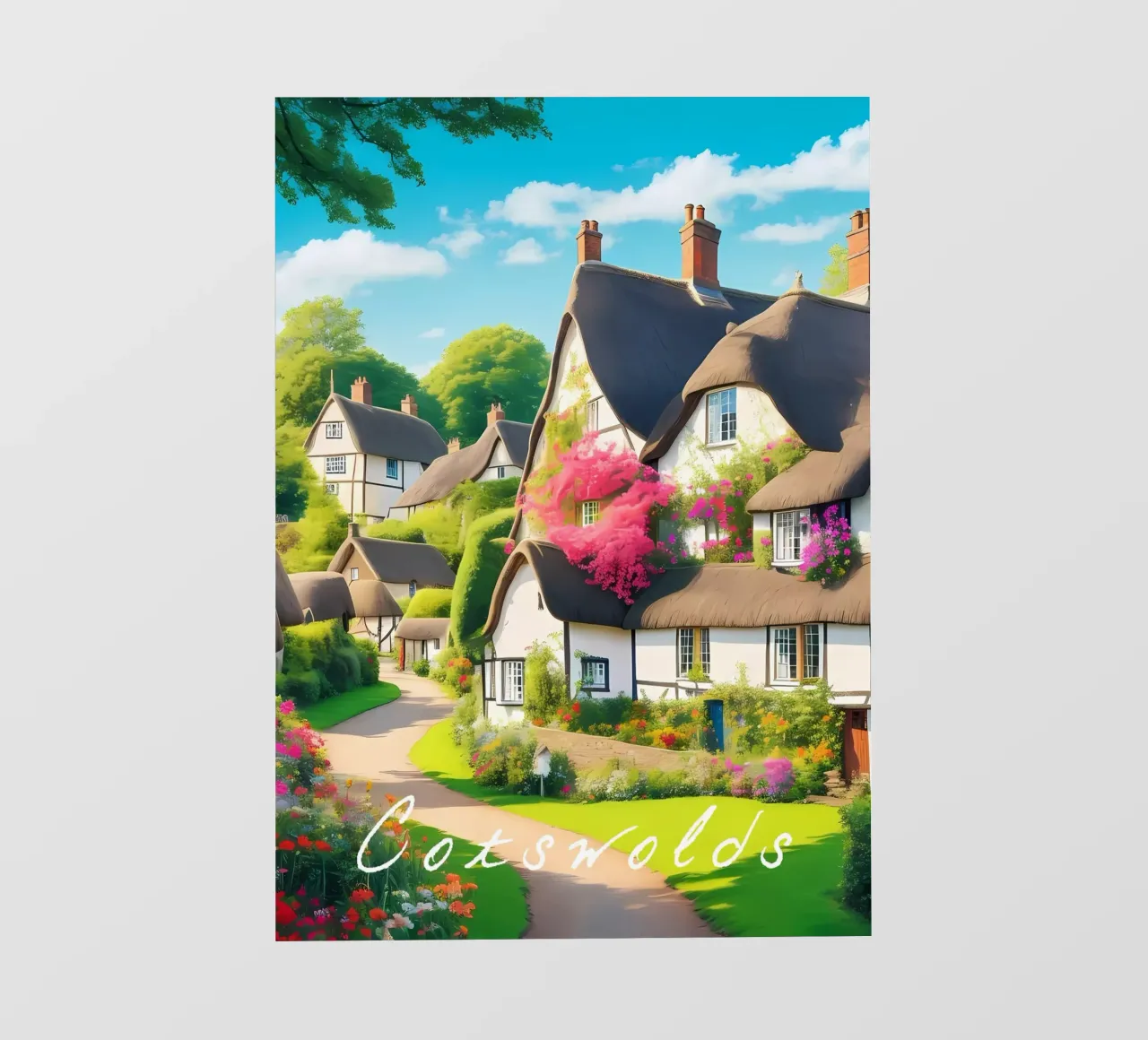 Scena di villaggio Cotswolds Inghilterra telo in pvc da Charnwood Prints