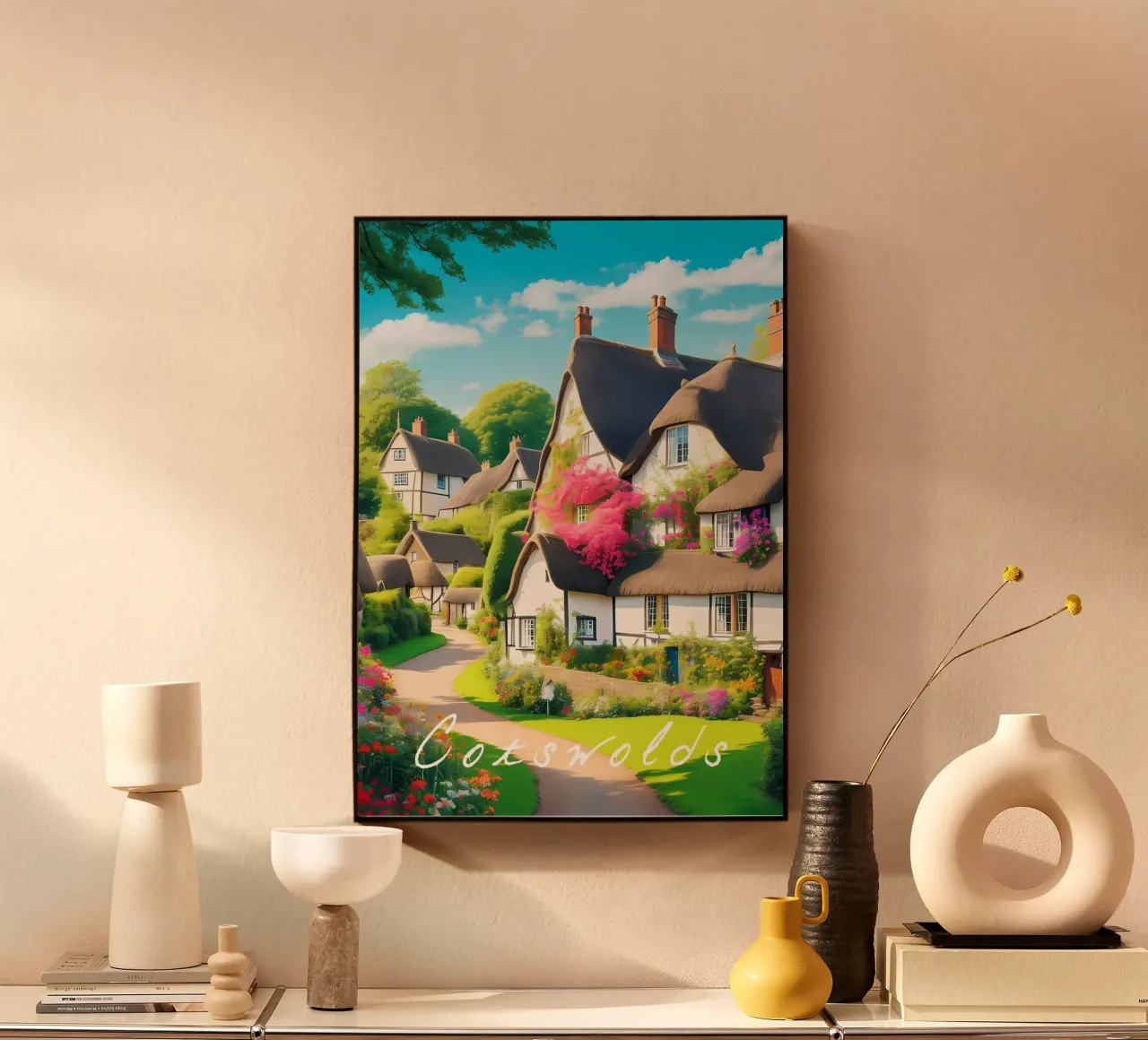 Scena di villaggio Cotswolds Inghilterra alluminio dibond da Charnwood Prints